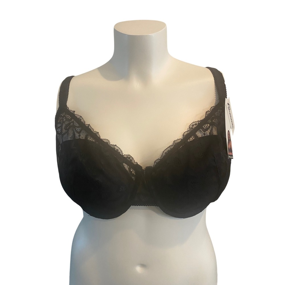 No Boundaries Half Cup Plunge Bra Black‎ Soot Lace 40D NB400005
